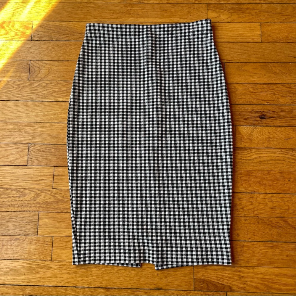 Vintage Express Gingham Knit Pencil Skirt Size XS